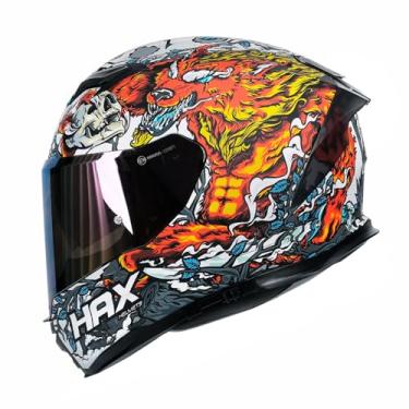 Imagem de HAX Capacete facial Aerodinâmico Force Glow-in-The-Dark para Street & E-Bikes Certificado DOT e ECE - Viseira dupla aprimorada, tamanho adulto, Pinlock Ready Night Legend Vermelho G