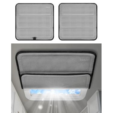 Imagem de RSACET Cobertura solar de ventilação de teto com isolamento magnético para ventilador MaxxAir, capa de ventilação blecaute de tecido Oxford dobrável 600D 42 cm x 42 cm (cinza frio)