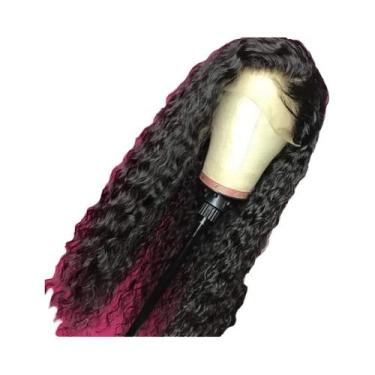 Imagem de Peruca Sintética Preta Longa E Encaracolada Com Lace Frontal 13x3 Para