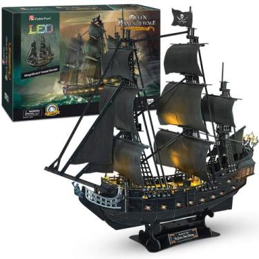 Imagem de Puzzle 3D CubicFun Queen Anne's Revenge Pirate Ship 340 unidades
