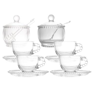 Imagem de Conjunto Cristal Pearl Wolff: Açucareiro, Meleira e Xícaras de Café – Sofisticação e Charme