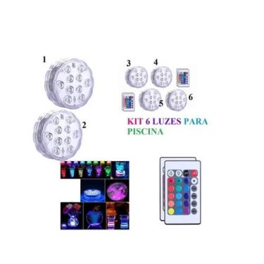 Imagem de Kit 6-luz Piscina Led Rgb Colorida+controle Remoto - eletroemoda
