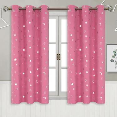 Imagem de Cortinas BGment Pink Blackout para meninas, quarto 115x114cm, 2 painéi