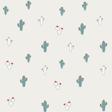 Imagem de Papel de Parede Infantil Cactos Branco/Azul Fofura Baby FF4011 - edant