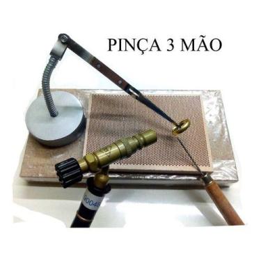 Imagem de Pinca Terceira Mão Reta Cruzada Com Base Solda Ourives Pressão - Bestf