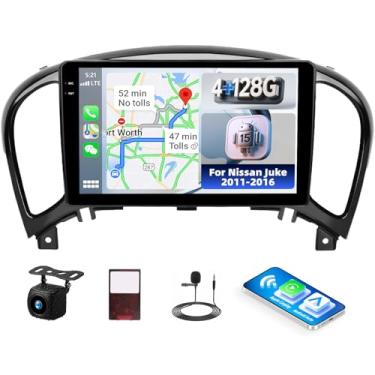 Imagem de [4G + 128G] Rádio automotivo para Nissan Juke 2011-2016 com carro sem fio CarPlay Android, tela sensível ao toque de 22.9 cm, Android 15, Nissan Juke, estéreo automotivo com link espelhado, GPS WiFi