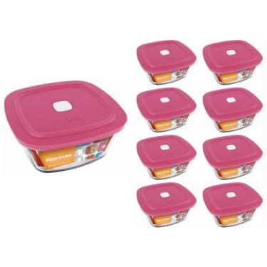 Imagem de Pote Vidro Quadrado Facilita C/ Tampa 500ml Marinex 8Un - NADIR FIGUER