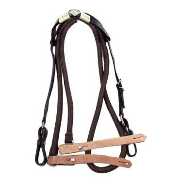 Imagem de Cabeçada e Rédea Para Cavalo Preta Trançada Aplique Zamac Losango Réde