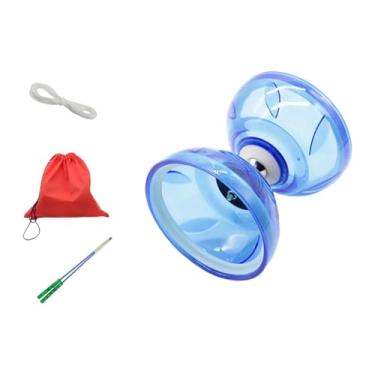 Imagem de MERIGLARE Conjunto de Diabolo Chinês com Rolamento Triplo Resistente Clássico Divertido Presentes Acessórios Ioiô Chinês para Crianças Adultos Iniciantes Jardim, Azul