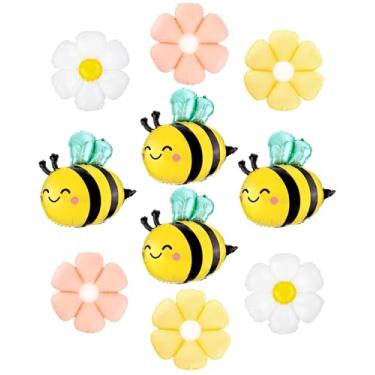 Imagem de Soulchen 10 Pcs Bee Balloons and Daisy Flower Balloon Set Yellow and Black Honeybee Colorful Daisy Balloons Decoration for Baby Shower Wedding Birthday Bee Theme Party Flower Party Supplies