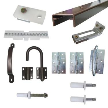 Imagem de Kit completo de Ferragens para porta camarão alumínio pintura bronze -