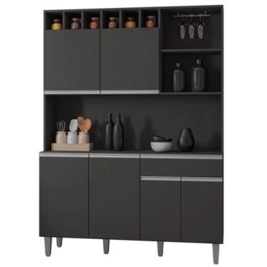 Imagem de Kit Rita 130cm Cozinha Compacta com Nichos Cinza - Bela Móveis - AJL