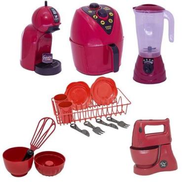Imagem de Kit Chefe Brinquedo Cozinha Air Fryer Louça Cafeteira 16Pç - Altimar