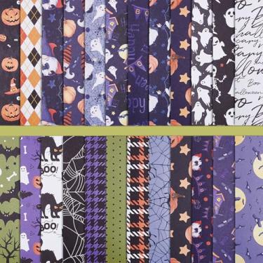 Imagem de PLIGREAT Bloco de papel para scrapbook de Halloween, estampa de abóbora, fantasma, materiais para álbuns, 48 folhas, blocos de cartolina de um lado, papel decorativo de artesanato para decoração de