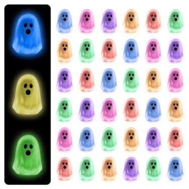 Imagem de 36pcs Luminous Mini Resin Ghosts Figures, Halloween Ghost Figurines in Bulk, Multicolor Small Ghost Miniature Glow in The Dark Tiny Statue for Garden Party Decoration House Micro Landscape