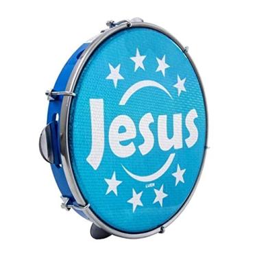 Imagem de Pandeiro 10" Abs Azul 6 Afin Plat Inx Ferragem Cromada Jesus