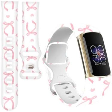 Imagem de Pulseiras esportivas compatíveis com Charge 6/Charge 5 para mulheres e homens, pulseiras de substituição macias à prova d'água para rastreador de fitness avançado (laço rosa coquete)