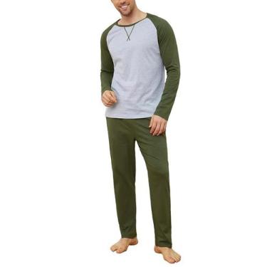 Imagem de Conjunto de pijama masculino de algodão macio Mchodare, manga comprida