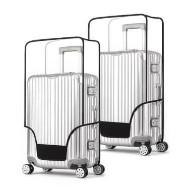 Imagem de T Tersely Pacote com 2 protetores de mala de PVC transparente 50/24/66/71/76/76/76 cm - Capa de bagagem à prova d'água à prova de poeira e anti-arranhões 50-76 cm, Transparente., 2 Pack 20/22inch