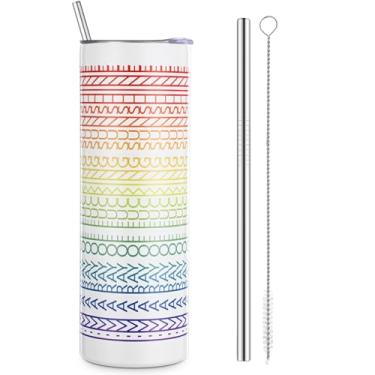 Imagem de Geiserailie Copo de mensagem de 590 ml Caneca térmica de café com tampa e canudo para copo de presente de colega de trabalho (brilhante)