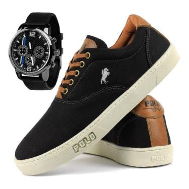 Imagem de Kit Tenis Polo Masculino Sapatenis Casual Relogio Analogico Envio Imed