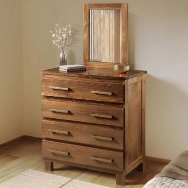 Imagem de Cômoda Véra 4 Gavetas Madeira Maciça Castanho - Pnr Móveis, Marrom