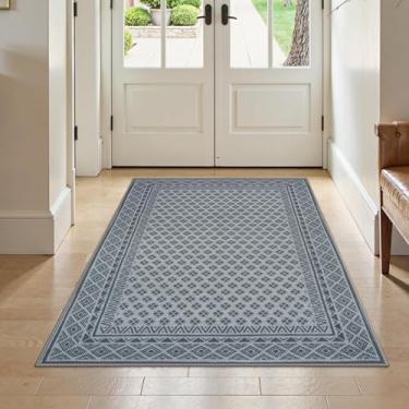 Imagem de LIVEBOX Easy Jute Tapete para ambientes internos e externos, 7,5 x 12,7 cm, cinza lavável e externo para entrada, tapete geométrico antiderrapante para sala de estar, tapete boho para porta de entrada