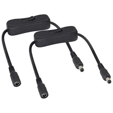 Imagem de HCFeng Cabo de alimentação DC 5,5 mm x 2,1 mm macho para fêmea com interruptor de controle liga/desliga 12 V DC 5521 cabo de alimentação para câmeras de segurança CCTV 5050 3528 fita de LED etc