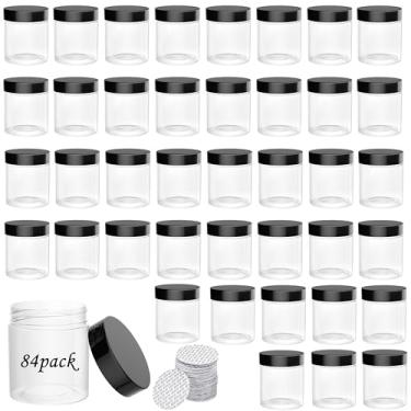 Imagem de ihomecooker 84Pcs 4Oz/125Ml Frascos De Plástico Com Tampas De Rosca, Adesivos De Vedação, Tampa De Garrafa, Recipiente Transparente Para Armazenar Alimentos Secos, Loção, Maquiagem, Slime, Geleia De