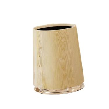 Imagem de KiBcsLic Lixeira, recipiente de lixo, imitação nórdica de madeira, balde de lixo para banheiro, escritório, casa, quarto, banheiro, restaurante, 21cmx21cmx30cm