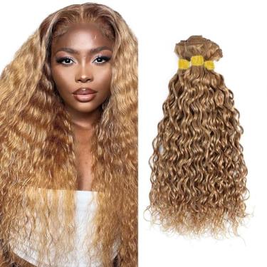 Imagem de Feixes de cabelo humano loiro mel cor 27 feixes de cabelo humano 28 76 81 cm cabelo virgem brasileiro não processado mel loiro onda de água