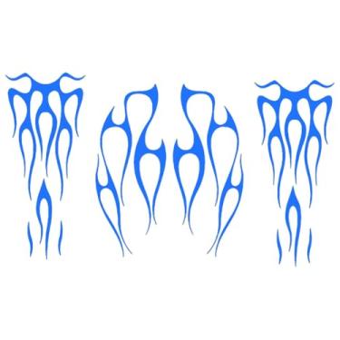 Imagem de JicSuXi Adesivos genéricos para tanque de gasolina de motocicleta, decorações, decalques listrados engraçados, decalques decorativos autoadesivos de chamas, Azul