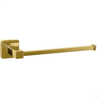 Imagem de Dona D Cor, Porta Toalha Dourado Metal Inox Suporte Parede Quadrado Para Toalha Rosto Mãos Toalheiro Reto Gold