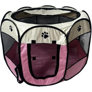 Imagem de Cercadinho Portátil para Pets, Dobrável, Impermeável, 61 cm x 37 cm, Montagem Rápida, Ideal para Cães e Gatos (Rosa)