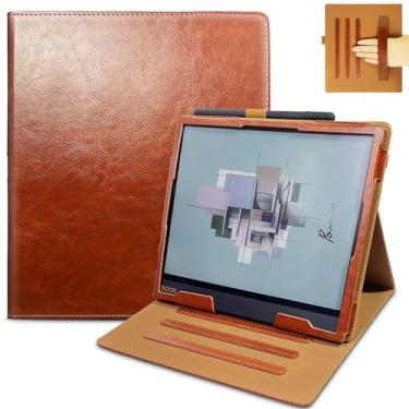 Imagem de E NET-CASE Capa para tablet Boox Note Air4 C (2024)/Boox Note Air3 C/Air3 B/W (2023), novo design atualizado com suporte giratório de 360 graus com suporte para caneta/alça de mão, hibernar/despertar