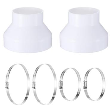 Imagem de 2 conjuntos de adaptadores de duto de PVC, adaptador redutor de duto de 6 a 10 cm com 2 braçadeiras de mangueira, aumentador de redução de duto de ar, adaptadores de dutos de ar para encaixe de