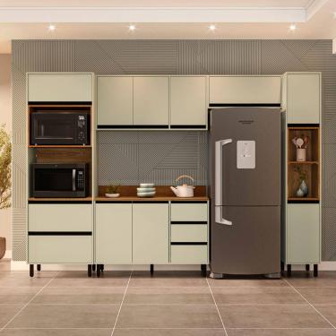 Imagem de Cozinha Compacta 5 Peças 250043 Com Tampo Koya Verde Oliva Politorno Móveis