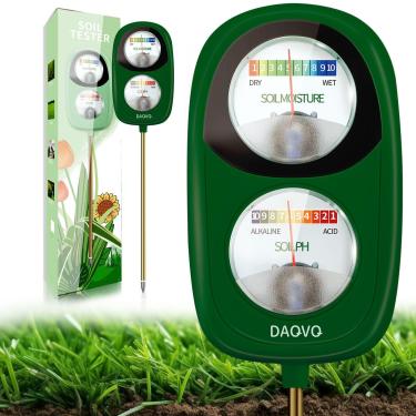 Imagem de Medidor de umidade do solo 2 em 1, medidor de pH do solo, testador de pH do solo de tela dupla grande e medidor de umidade para plantas de jardim interno e externo, gramado, kit de teste de solo de