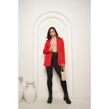 Imagem de Blazer Max Longo Sobretudo Feminino Acinturado Roupas Femininas Tendên