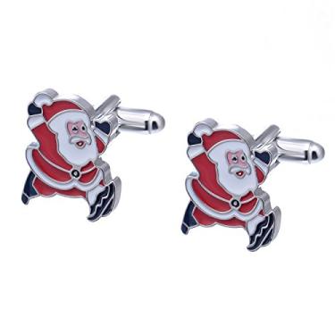 Imagem de Abotoaduras de Natal masculinas Salutto com abotoaduras de Papai Noel, abotoaduras de punho e caixa de presente