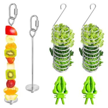 Imagem de LJZP 6 peças de brinquedos de enriquecimento de ratos, brinquedo de forrageamento de rato de aço inoxidável para suporte de frutas e vegetais, suporte de comida para pássaros, clipe de alimentador