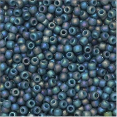 Imagem de beadaholique Grânulos de sementes Toho, redondos 11/0 semividrados, turquesa azul arco-íris (tubo de 8 gramas), pequeno