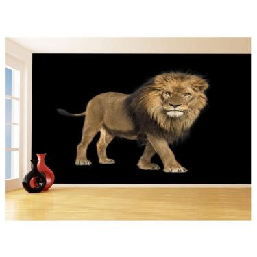 Imagem de Papel De Parede 3D Animais Leão Andando Preto 3,5M Anm479