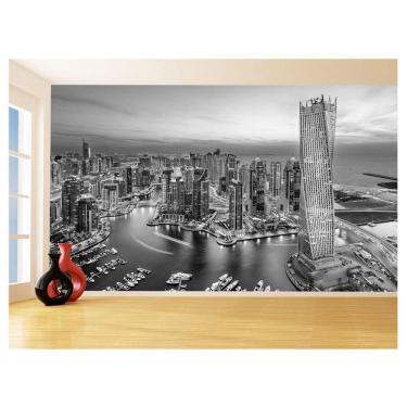Imagem de Papel De Parede 3D Cidade Dubai Preto Branco 3,5M Ncd248