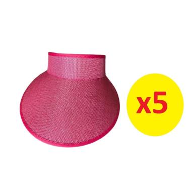 Imagem de Viseira Rosa Aba 12cm Elástico Praia Verão  5 Unidades 