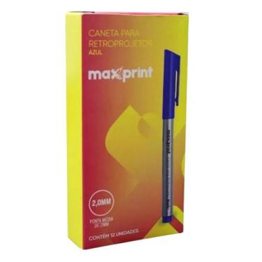 Imagem de Caneta Para Retroprojetor Maxprint Caixa Com 12 Ponta 2,0mm, Azul