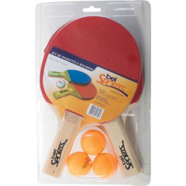 Imagem de Kit Ping Pong 2 Raquetes, 3 Bolas e Rede - Bel Sports