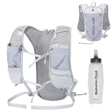 Imagem de Azarxis Pacote de hidratação para caminhada 5L mochila de corrida colete com bexiga de água de 2L para mulheres homens ciclismo ciclismo trilha corrida (#02 cinza com uma garrafa de água de 350 ml)