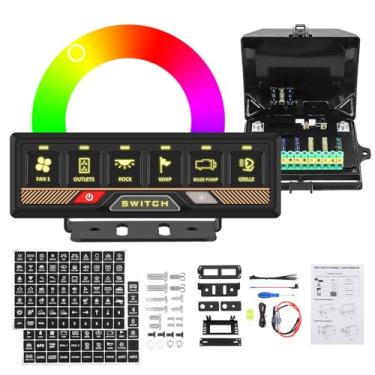 Imagem de Chelhead Painel de interruptor RGB de 6 Gangs, 60A, à prova d'água, função de memória, alternância de flash pulsado momentâneo, compatível com UTV, ATV, ônibus, carro, caminhão, jipe, barco, SUV