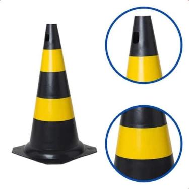 Imagem de Kit Com 05 Cones Sinalização Rígido 75 + 10 Mts Corrente Pq - plastcor